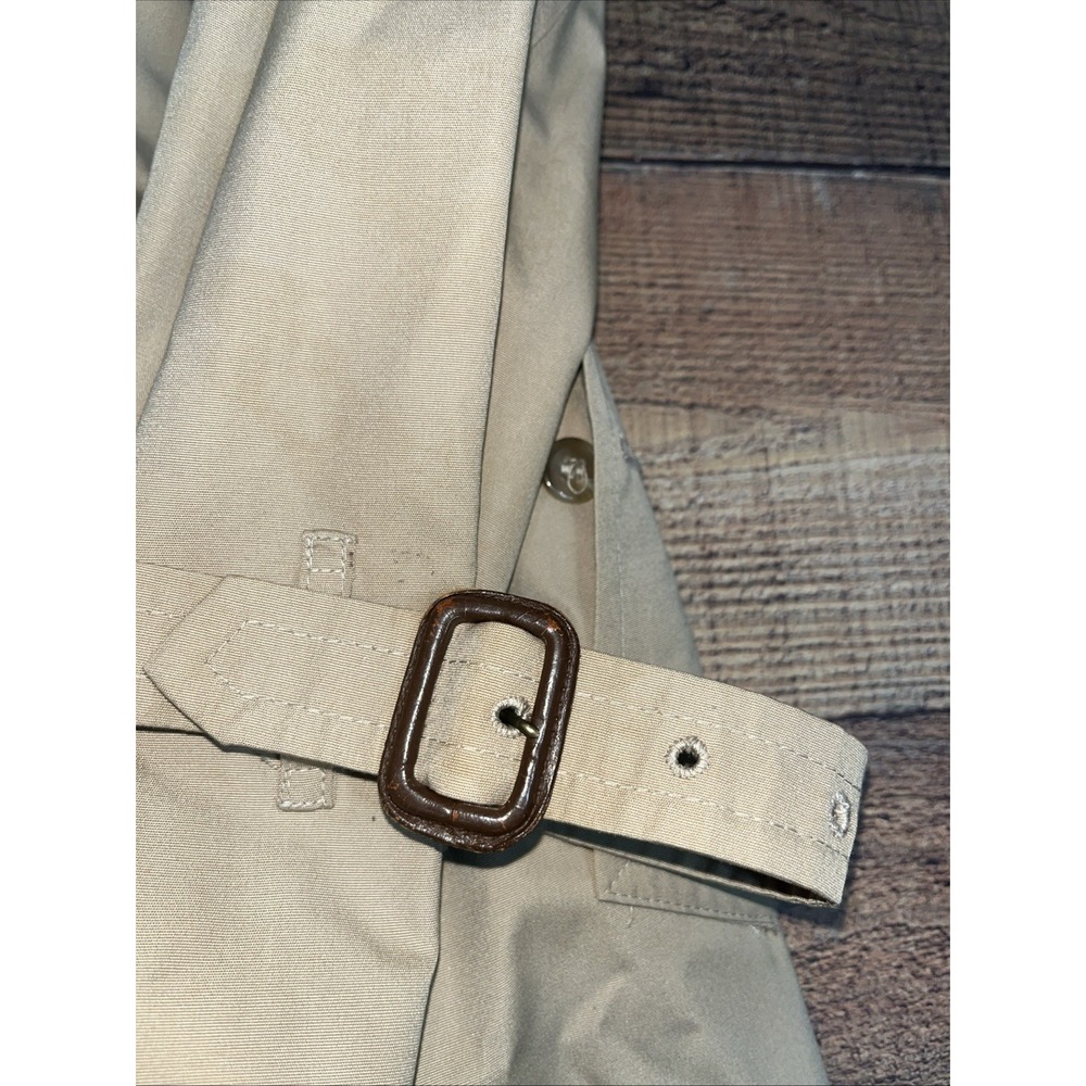 Vintage Ralph Lauren Trench Coat Park Men's Large Beige Belted Pockets HK - Picture 11 of 12